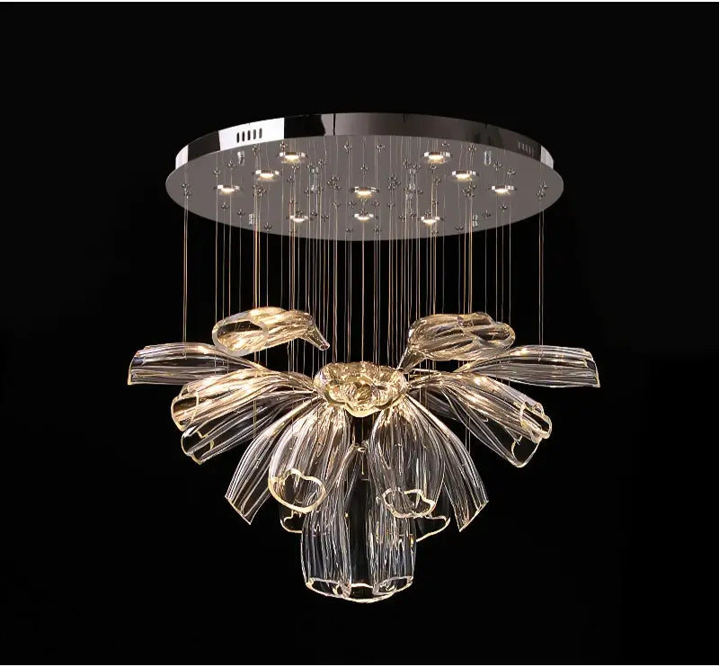 Luxury Hanging Flower Crystal Glass Chandelier for Living, Dining