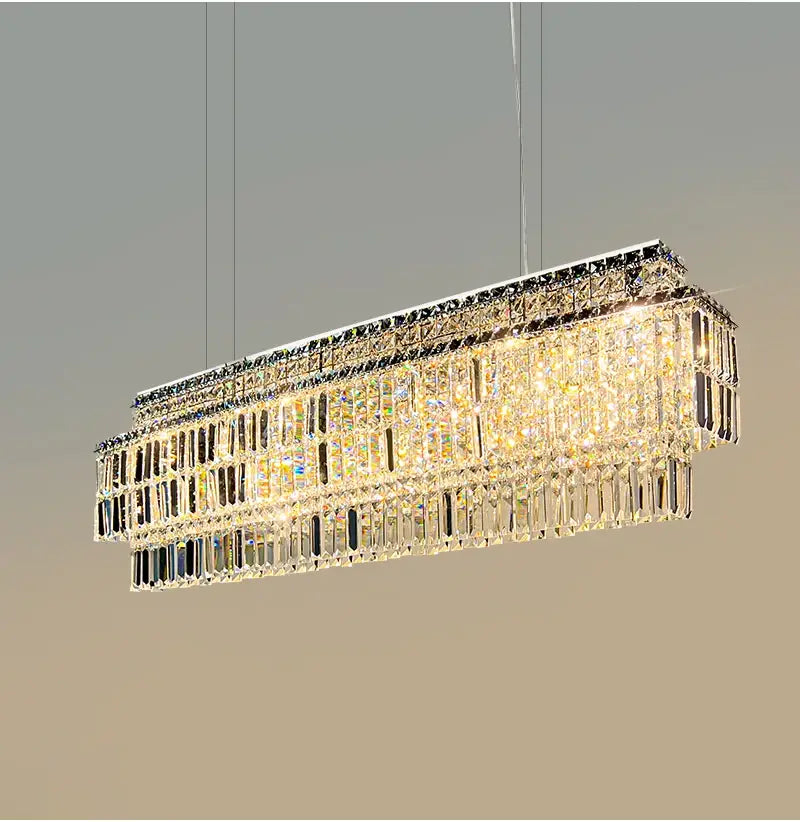 Luxury Hanging Rectangle Crystal Chandelier for Kitchen, Dining