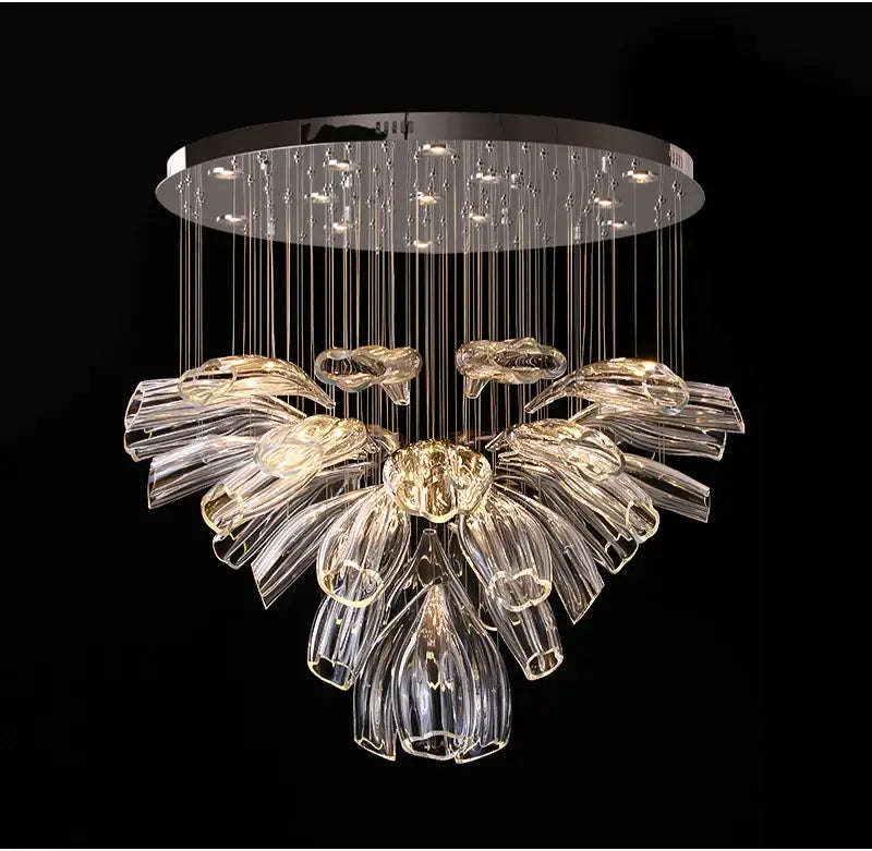 Luxury Hanging Flower Crystal Glass Chandelier for Living, Dining