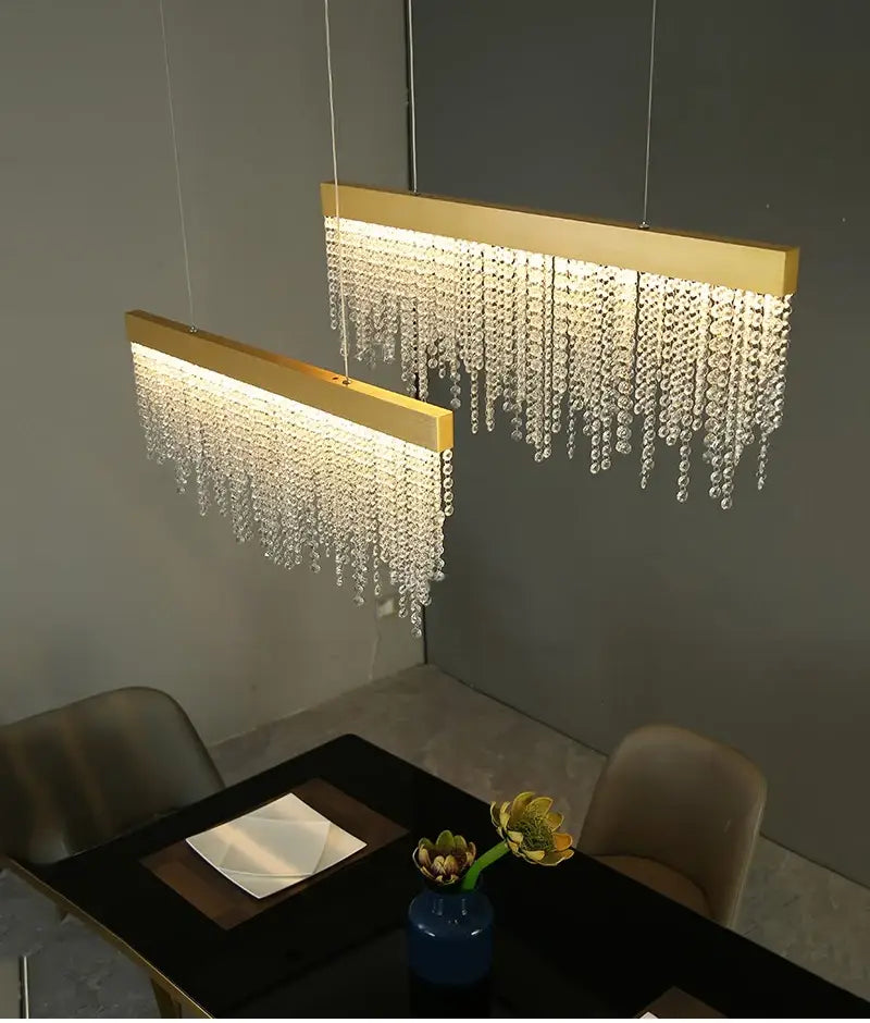 Luxury Rectangle Crystal Chandelier for Dining, Bar, Kitchen