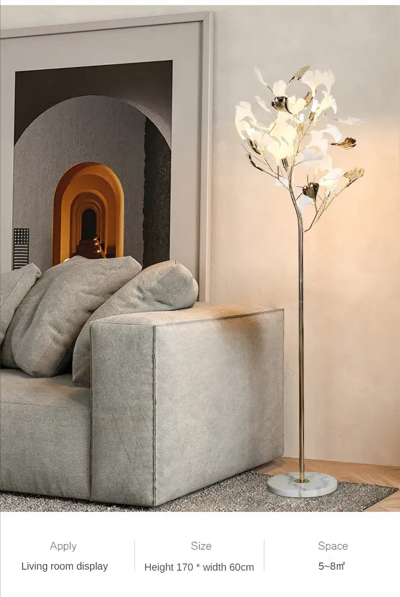 Nordische Ginkgoblatt-Stehlampen für Wohnzimmer, Sofa, Schlafzimmer