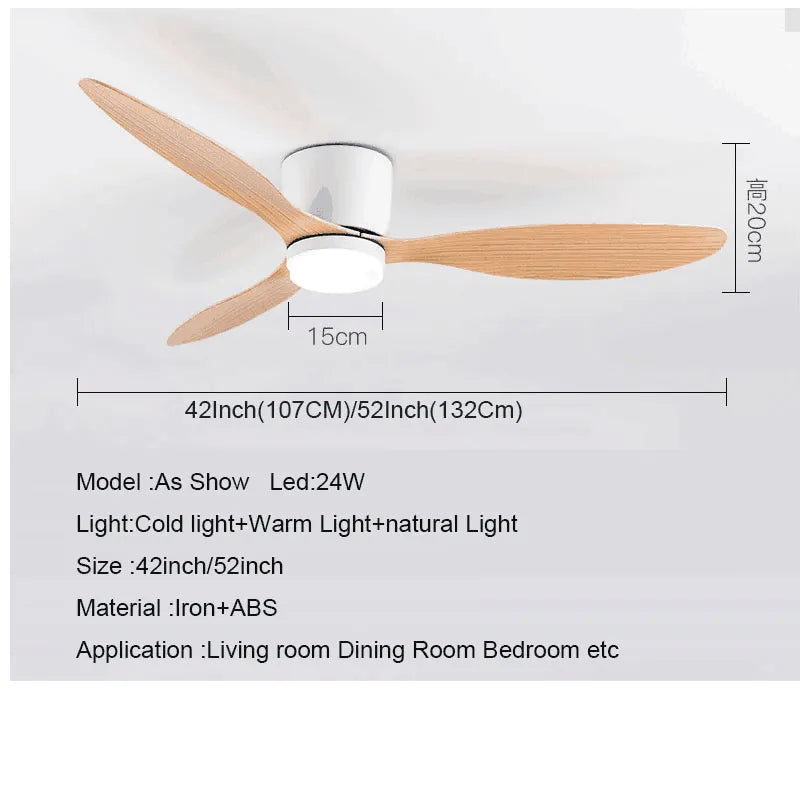 Niedriger Deckenventilator mit Licht für Wohn-, Esszimmer- und Schlafzimmer