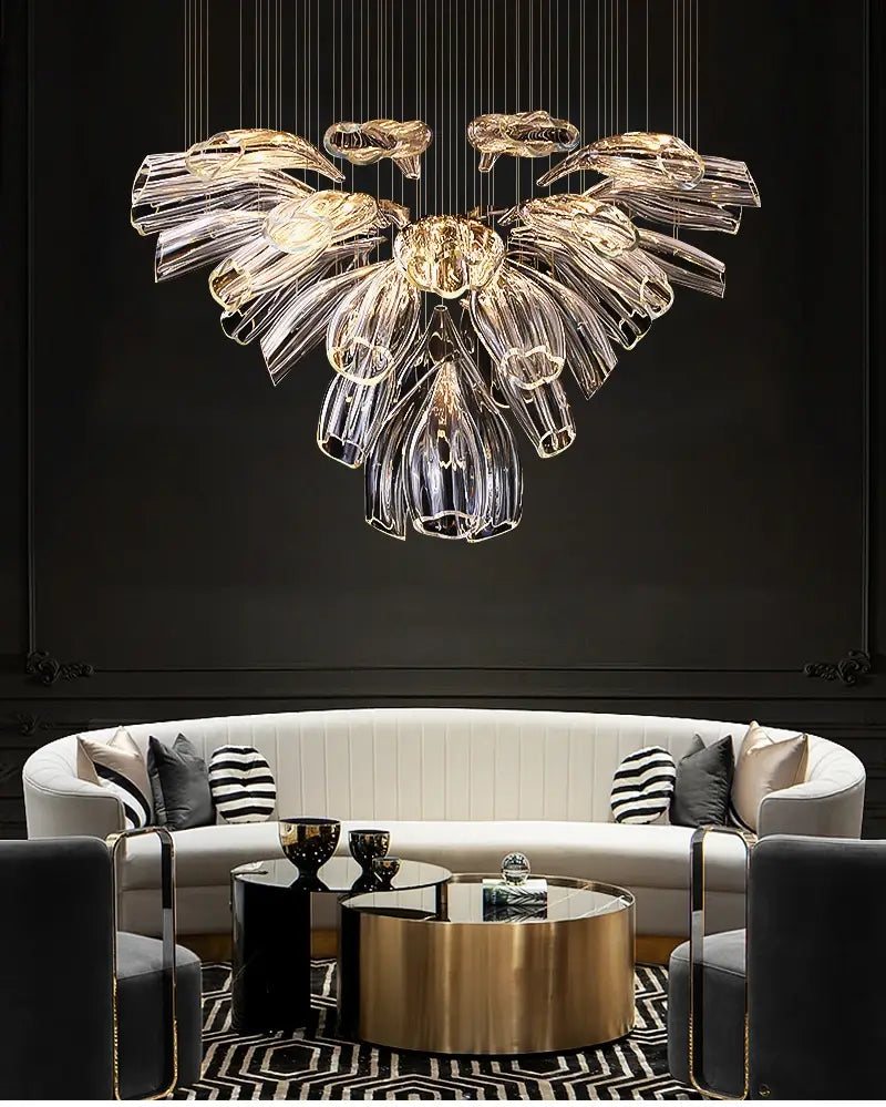 Luxury Hanging Flower Crystal Glass Chandelier for Living, Dining