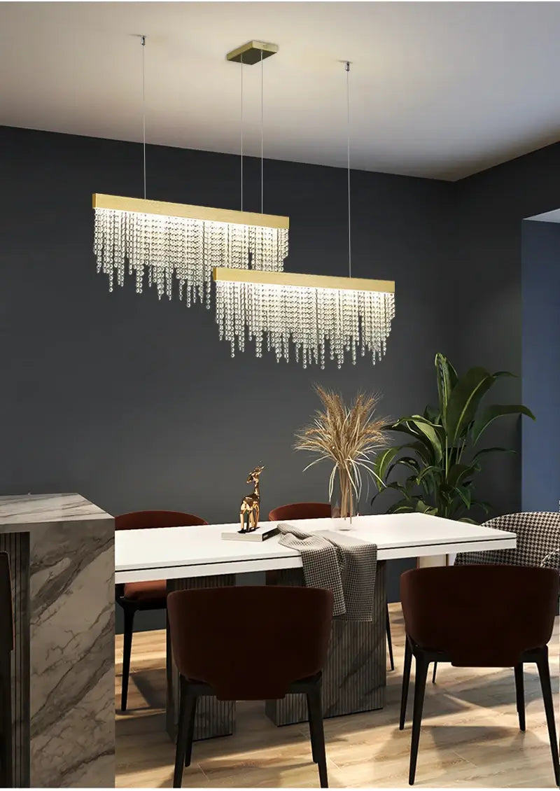 Luxury Rectangle Crystal Chandelier for Dining, Bar, Kitchen