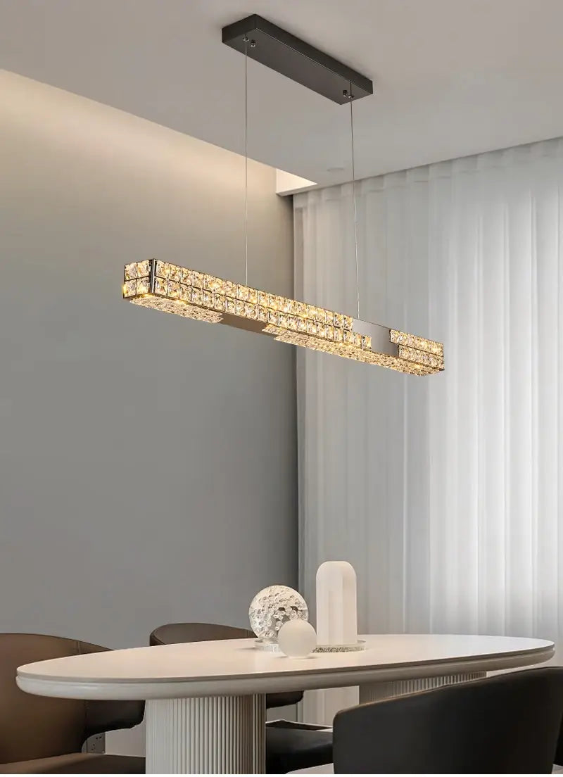 Moderner hängender LED-Kristall-Kronleuchter für Esszimmer, Küche, Bar