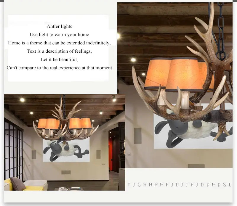 Nordic Romantic Deer LED Horn Chandelier for Living, Restaurant