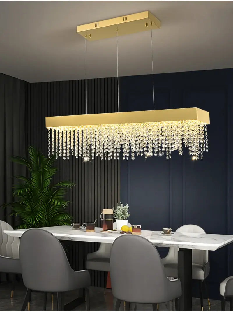 Luxury Rectangle Crystal Chandelier for Dining, Kitchen, Bar