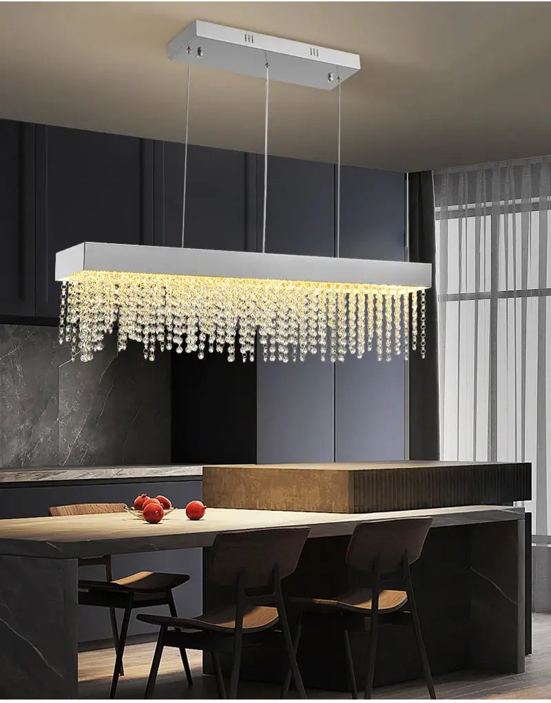 Luxury Rectangle Crystal Chandelier for Dining, Kitchen, Bar