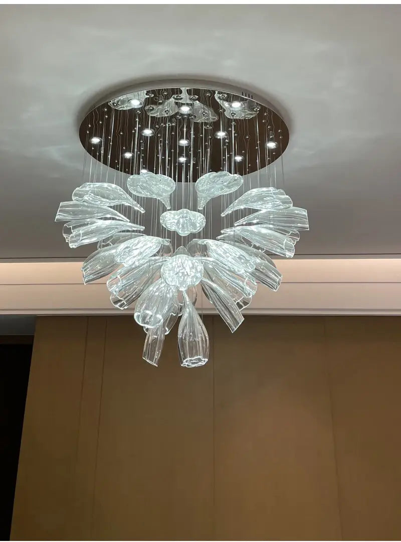 Luxury Hanging Flower Crystal Glass Chandelier for Living, Dining