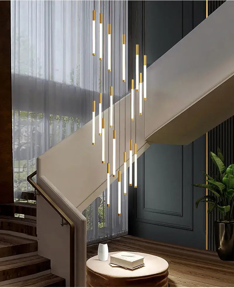 Long Led Strip Spiral Chandelier for Staircase,Lobby,Foyer