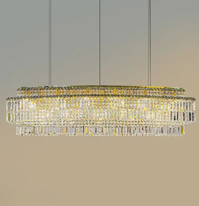 Luxury Hanging Rectangle Crystal Chandelier for Kitchen, Dining