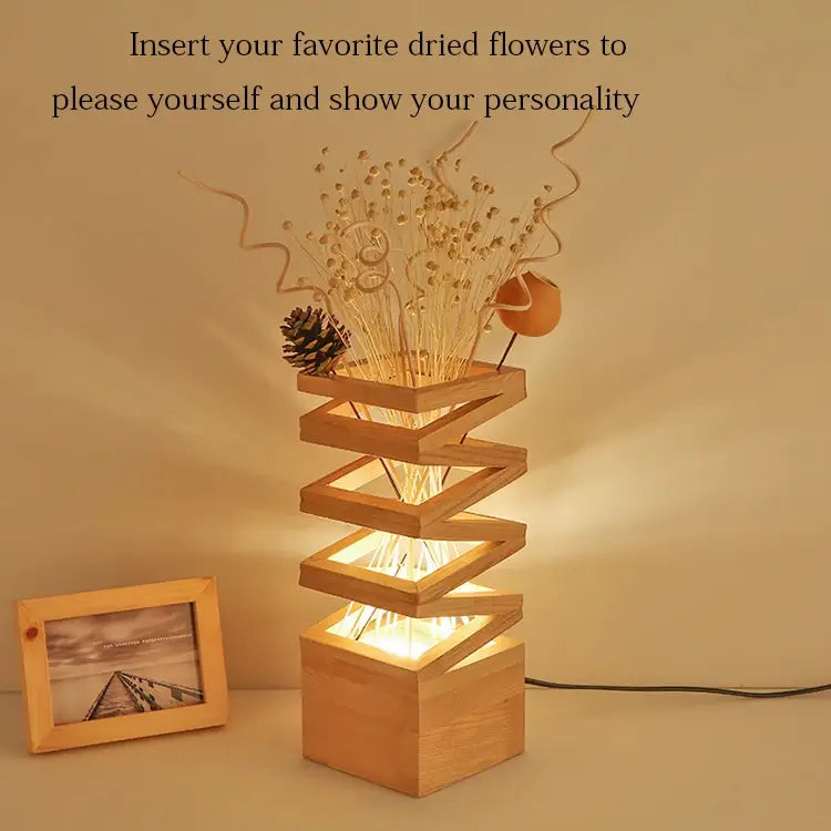 Kreative LED-Holzvasen-Tischlampe für Wohn- und Schlafzimmer