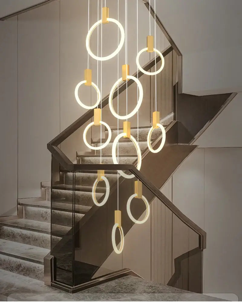 Luxury Round Hanging Acrylic Chandelier for Staircase, Living