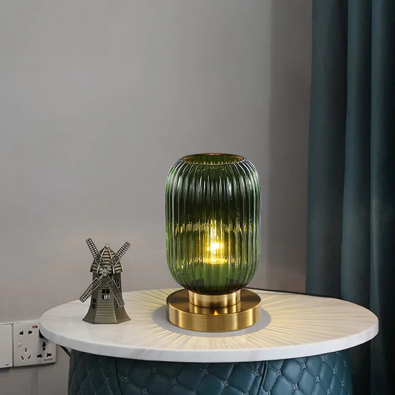 Nordische Art-Deco-Tischlampe aus Glas für Arbeitszimmer, Schlafzimmer, Wohnzimmer