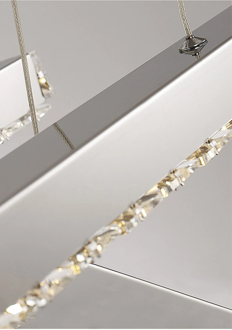 Modern Gold Rectangle Crystal Chandelier for Dining, Kitchen