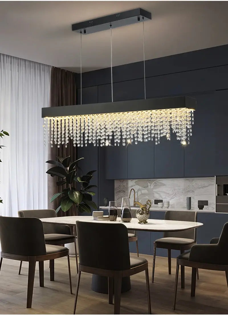 Luxury Rectangle Crystal Chandelier for Dining, Kitchen, Bar