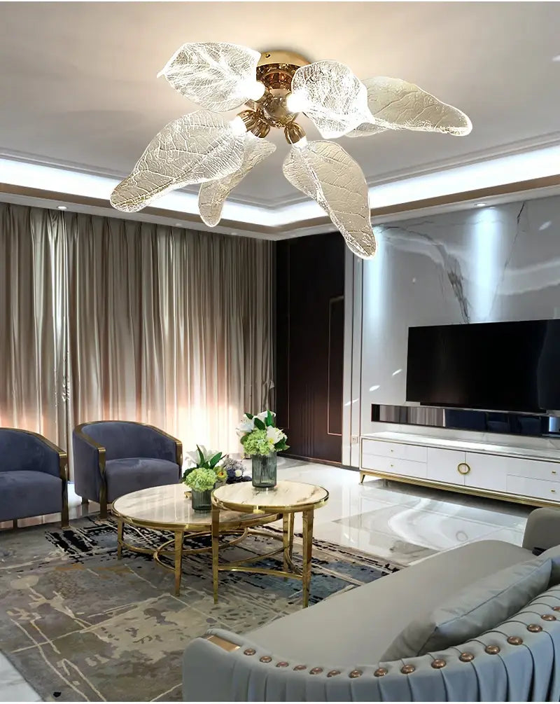 Leaf Ceiling Chandelier: Luxury Lighting for Living, Bedroom