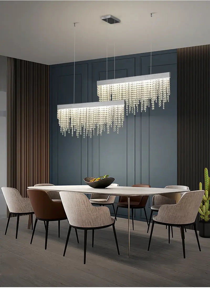 Luxury Rectangle Crystal Chandelier for Dining, Bar, Kitchen