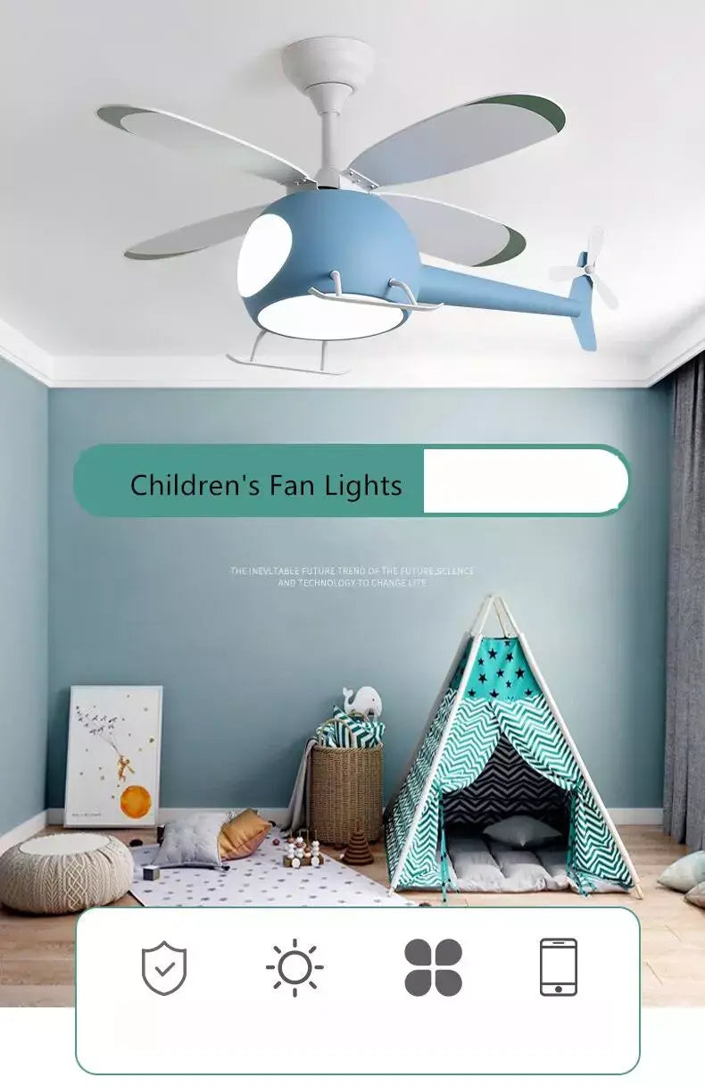 Helikopter-Deckenventilator mit Licht für das Kinderzimmer