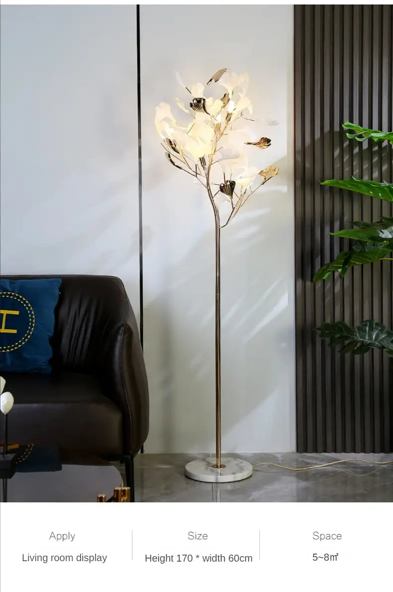 Nordic Ginkgo Leaf Floor Lamps for Living, Sofa, Bedroom