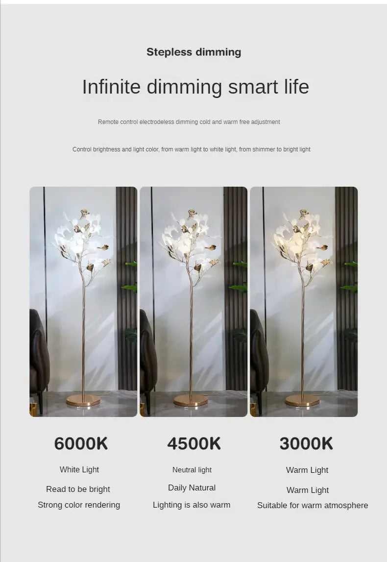 Nordic Ginkgo Leaf Floor Lamps for Living, Sofa, Bedroom