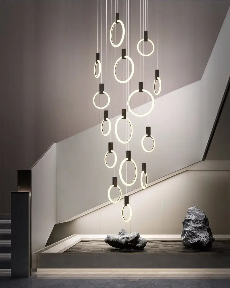 Luxury Round Hanging Acrylic Chandelier for Staircase, Living