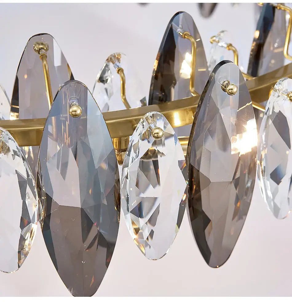 Luxuriöser runder Kristall-Kronleuchter mit hängender Welle für den Wohnbereich