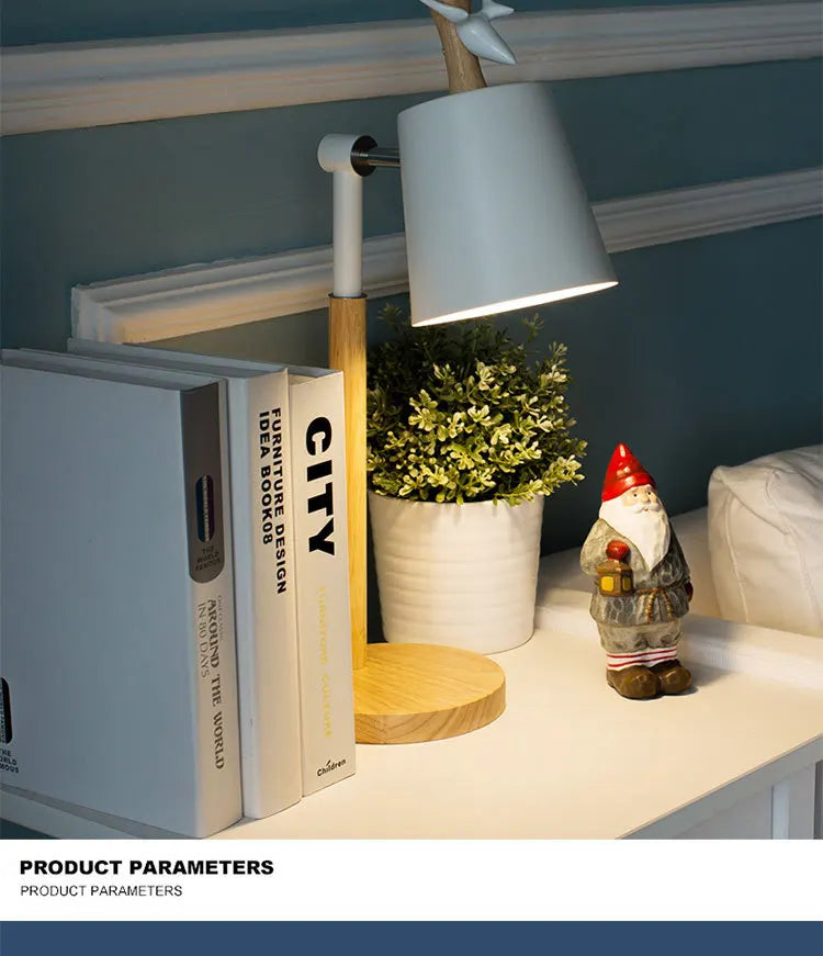 Nordic Elk Antler Wood Table Lamp for Study, Living, Bedroom