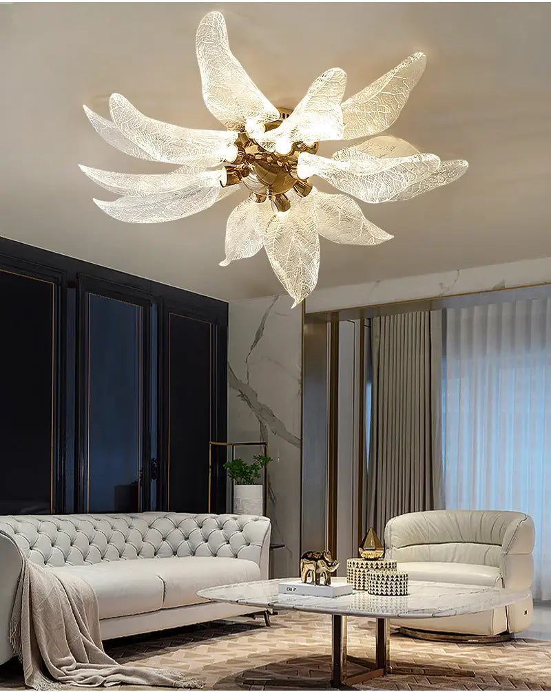 Leaf Ceiling Chandelier: Luxury Lighting for Living, Bedroom