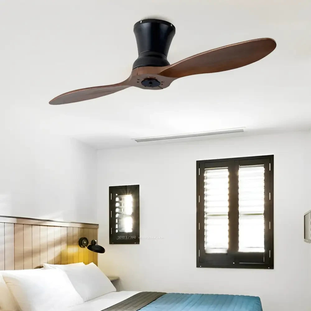 2 Blades Wood LED Ceiling Fan with Remote and Light - Lighting > lights Fans