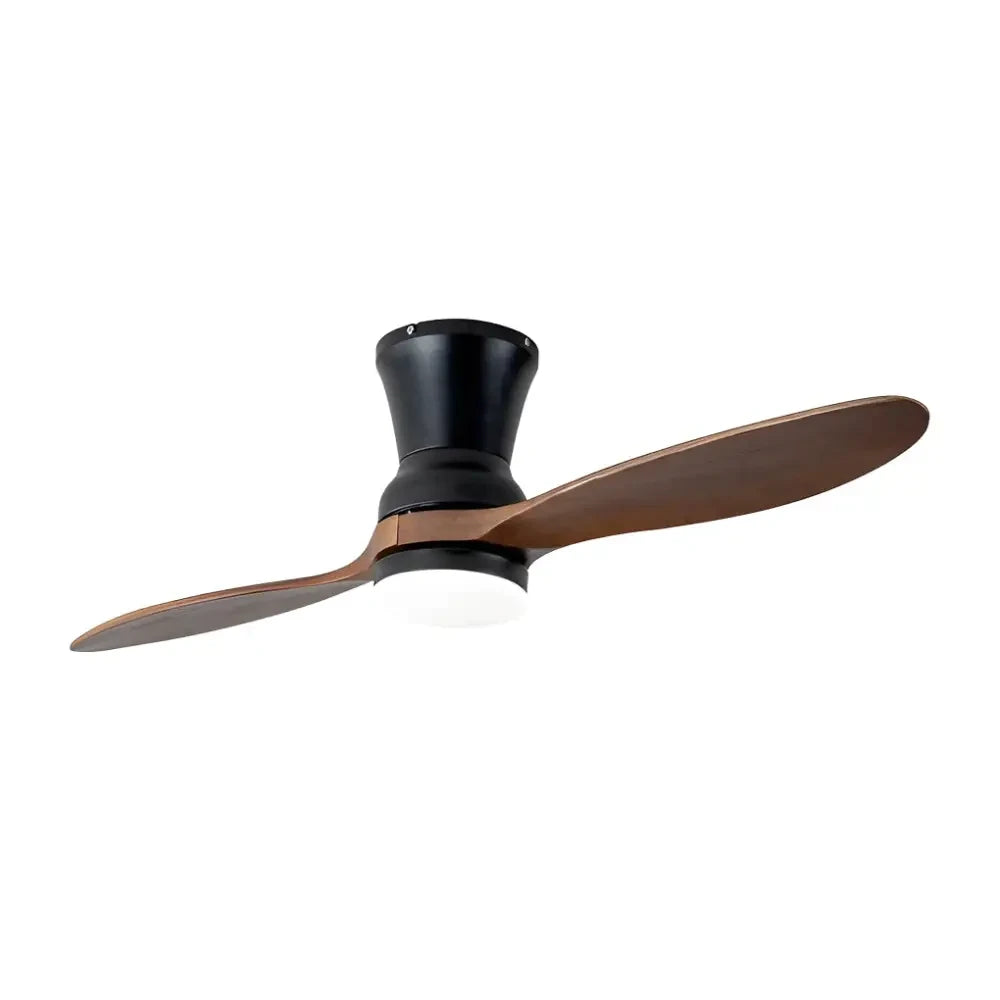 2 Blades Wood LED Ceiling Fan with Remote and Light - Lighting > lights Fans