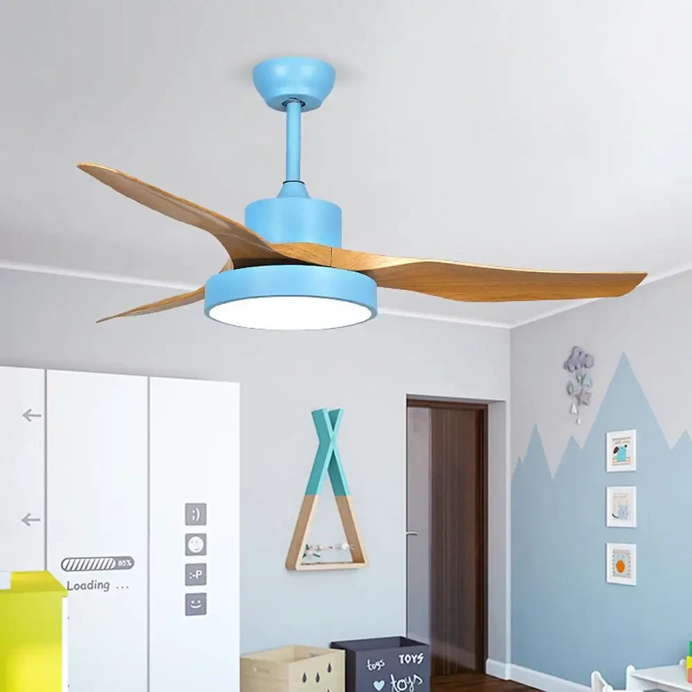 3-Blade Rustic LED Ceiling Fan with Remote - Blue - Lighting > lights Fans