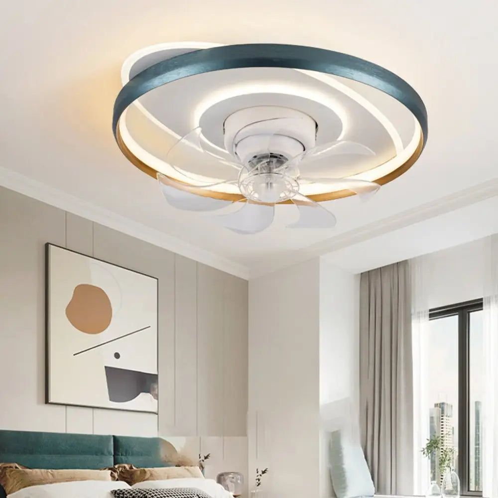 360° Rotatable LED Ceiling Fan Light with Remote Control - Blue - Lighting > lights Fans