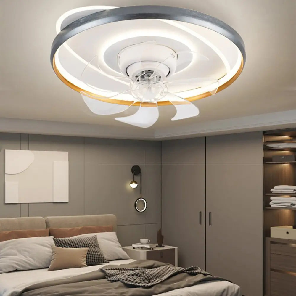 360° Rotatable LED Ceiling Fan Light with Remote Control - Gray - Lighting > lights Fans