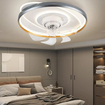 360° Rotatable LED Ceiling Fan Light with Remote Control - Gray - Lighting > lights Fans