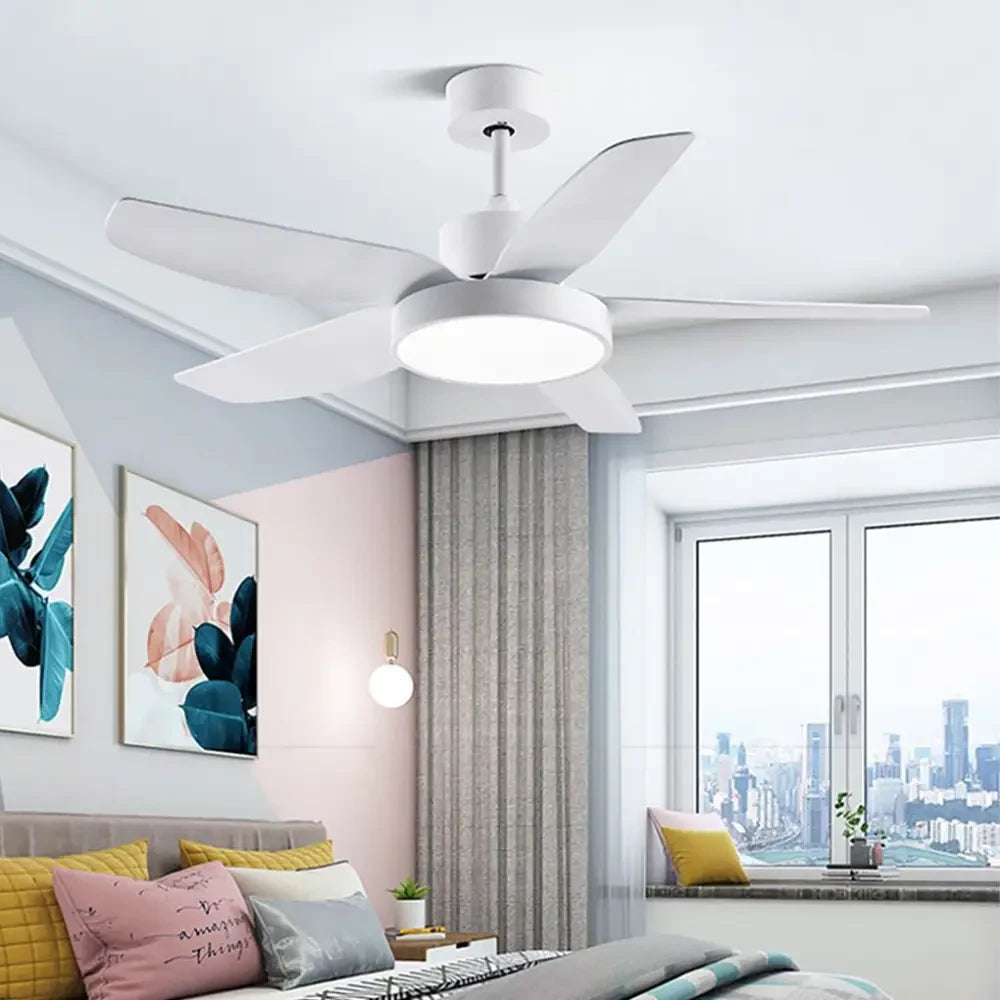 46 Inch LED Ceiling Fan with Remote and Timer - White - Lighting > lights Fans