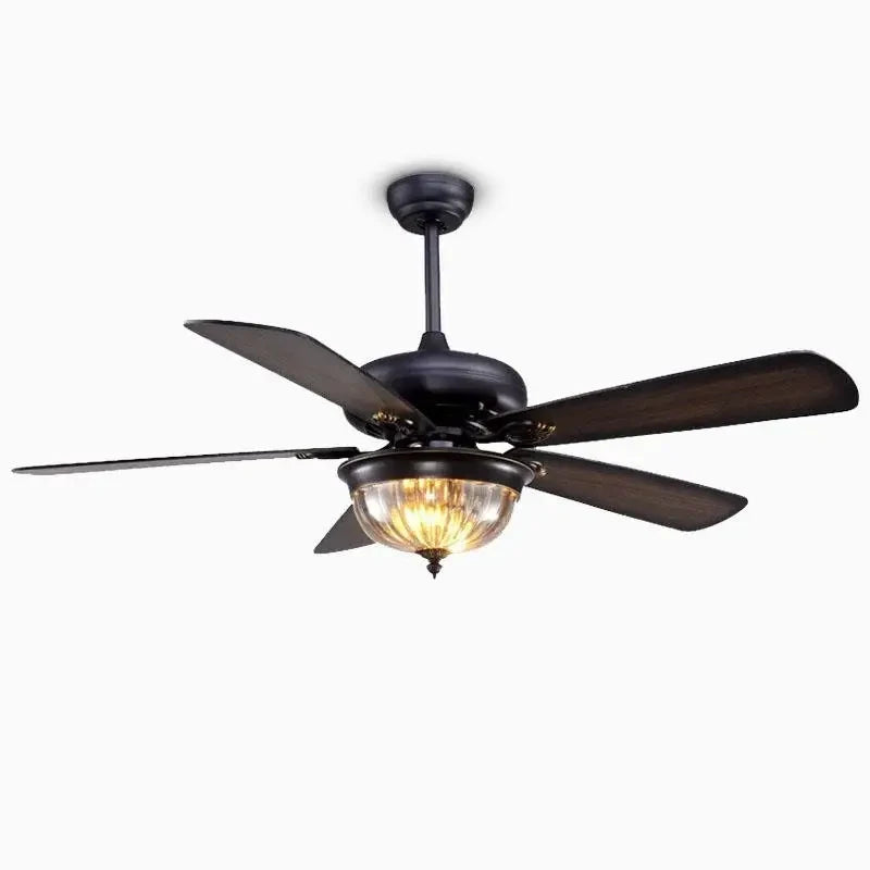 5-blade Farmhouse Ceiling Fan with Lights and Remote - Black - Lighting > lights Fans