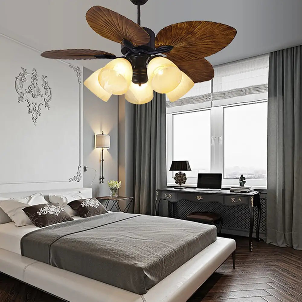 52’’ Leaf Shaped Blades Rustic Inverter Ceiling Fan Light - Lighting > lights Fans