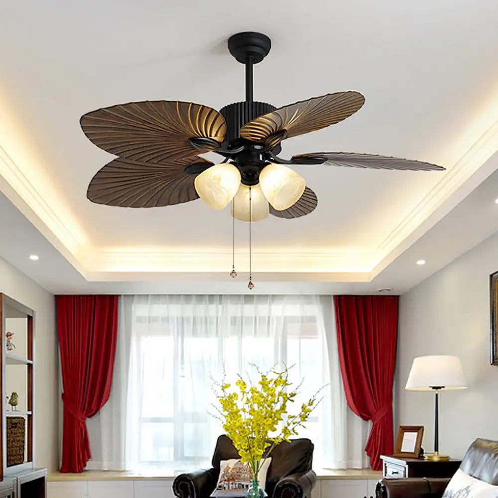 52’’ Leaf Shaped Blades Rustic Inverter Ceiling Fan Light - Lighting > lights Fans