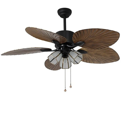 52’’ Leaf Shaped Blades Rustic Inverter Ceiling Fan Light - Lighting > lights Fans