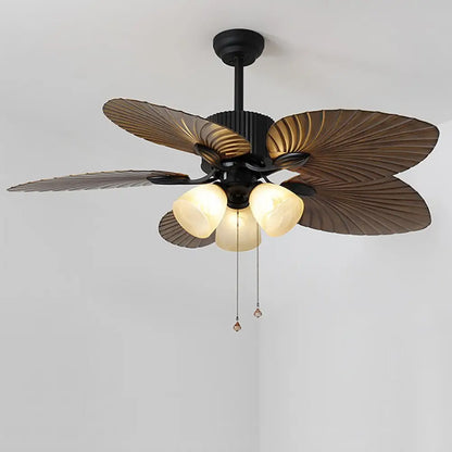 52’’ Leaf Shaped Blades Rustic Inverter Ceiling Fan Light - Lighting > lights Fans