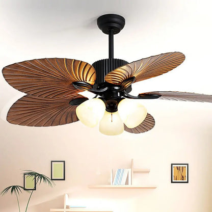 52’’ Leaf Shaped Blades Rustic Inverter Ceiling Fan Light - Lighting > lights Fans