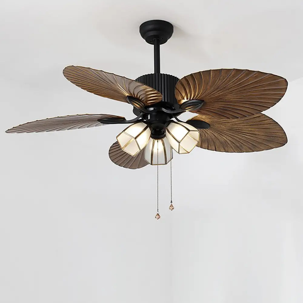 52’’ Leaf Shaped Blades Rustic Inverter Ceiling Fan Light - Lighting > lights Fans