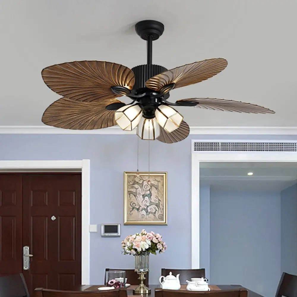 52’’ Leaf Shaped Blades Rustic Inverter Ceiling Fan Light - Lighting > lights Fans