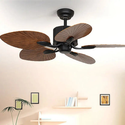 52’’ Leaf Shaped Blades Rustic Inverter Ceiling Fan Light - No Lampshade - Lighting >