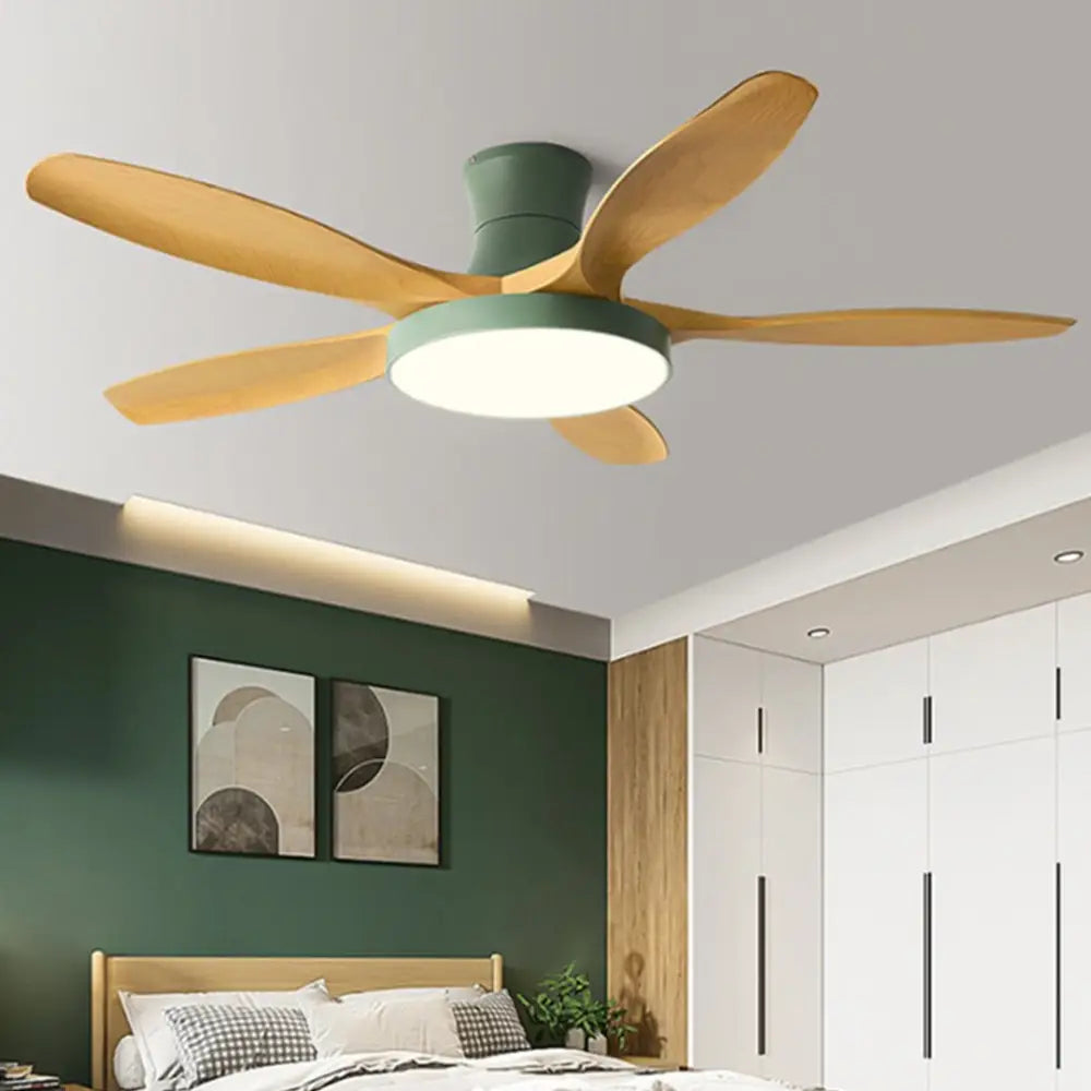 60’’ Frequency Conversion Fan Chandelier with Remote Control - Green - Lighting >