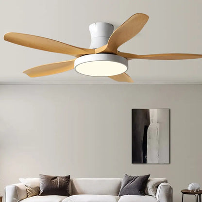 60’’ Frequency Conversion Fan Chandelier with Remote Control - White+ Wood Grain