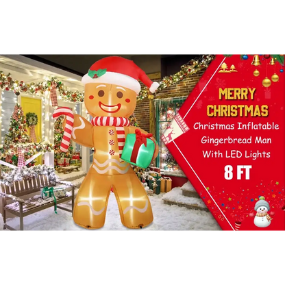 8FT/2.4M Christmas Inflatables Gingerbread Man - Home & Garden > Decor Seasonal Holiday