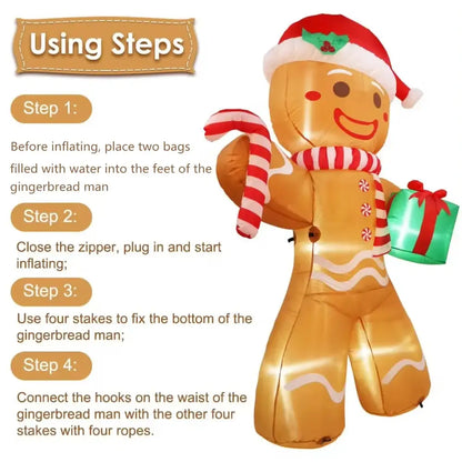 8FT/2.4M Christmas Inflatables Gingerbread Man - Home & Garden > Decor Seasonal Holiday