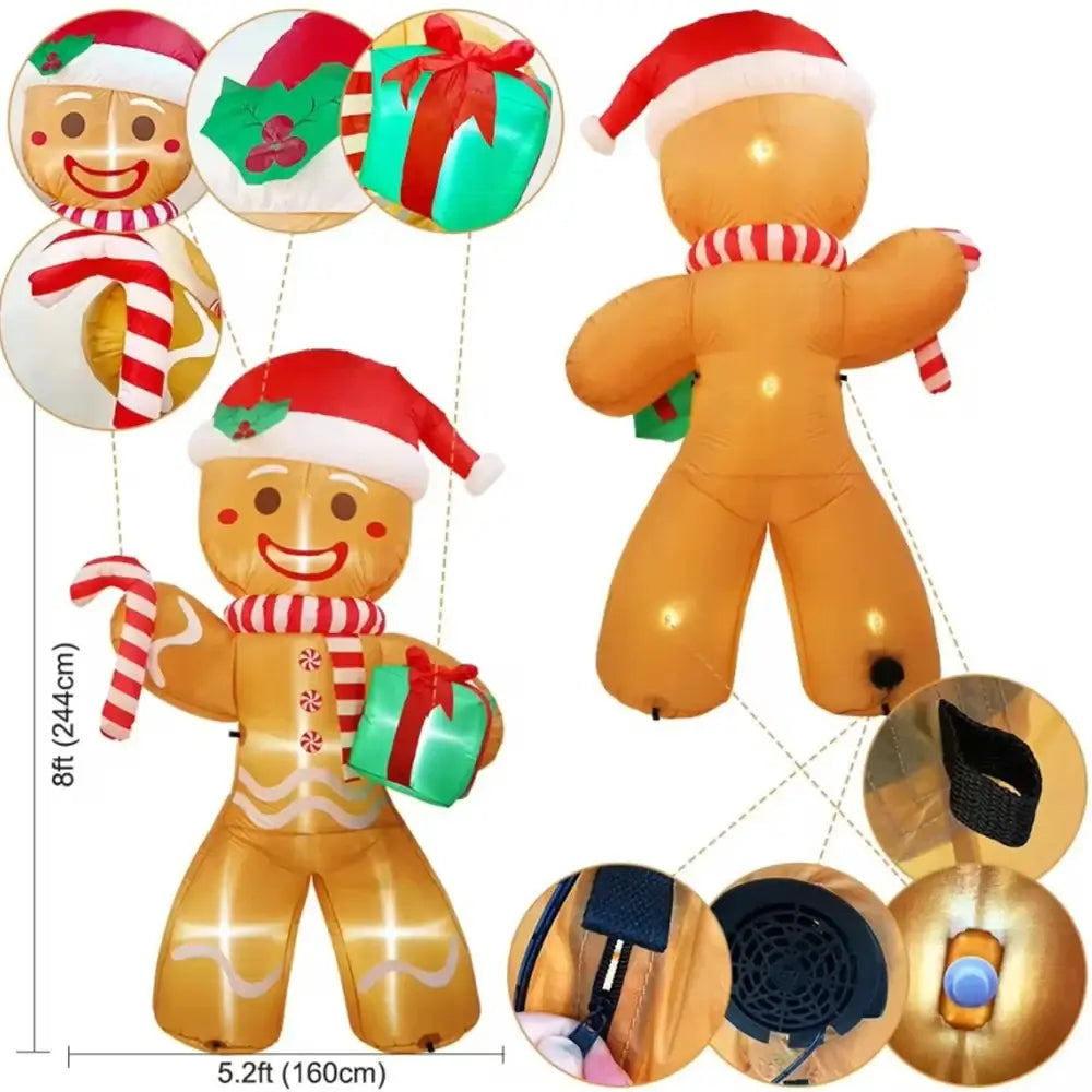 8FT/2.4M Christmas Inflatables Gingerbread Man - W-LYC-097-2.4M / US PLUG - Home & Garden